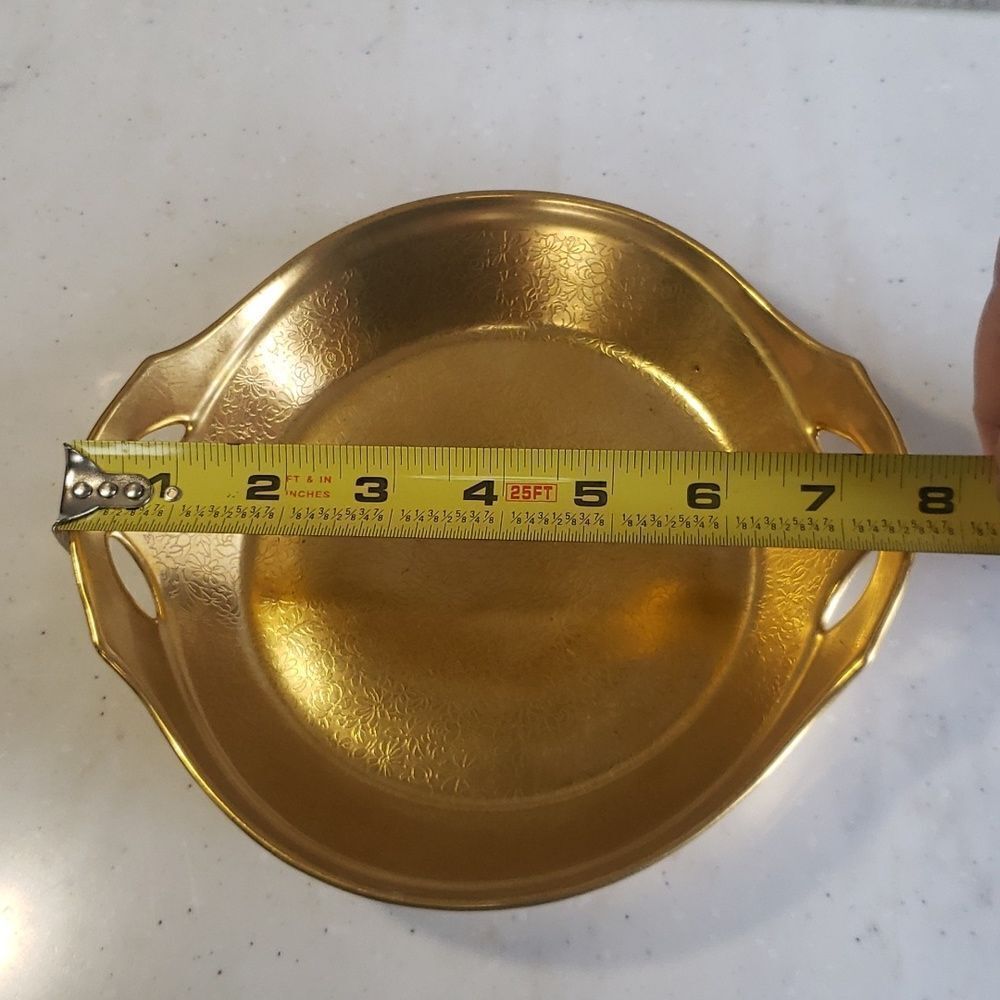 Beautiful Pickard China 24k Gold Encrusted Etched Daisy Rose Handled Candy Dish - Picture 8 of 10